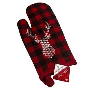 Fabulous Home Deer Oven Mitt Red Black Plaid New With Tags